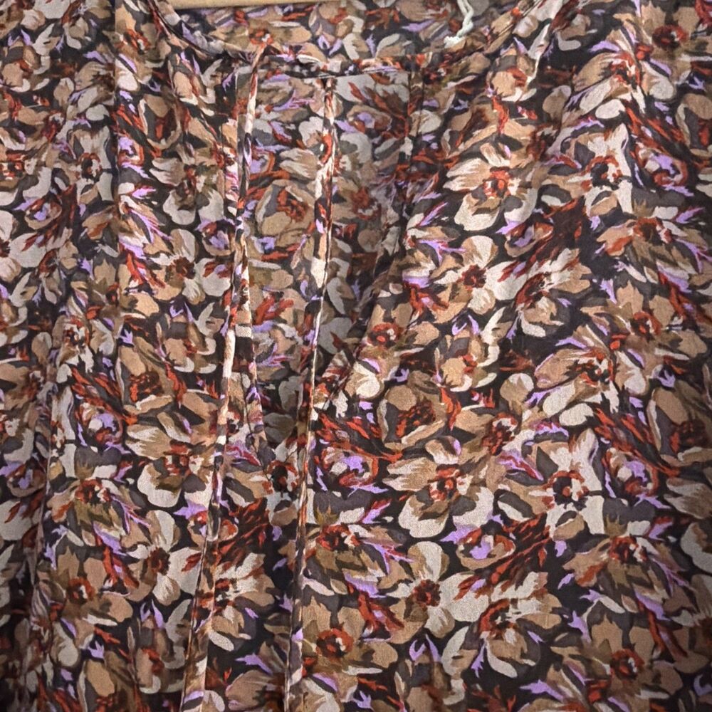 NATURAL LIFE Auguste Boho Maxi Dress Brown Purple Floral Size L/XL Women's - Picture 4 of 8